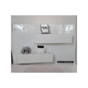 Always Home Set of 2 Wood Floating Wall Shelves White 12"/3"/2.5"